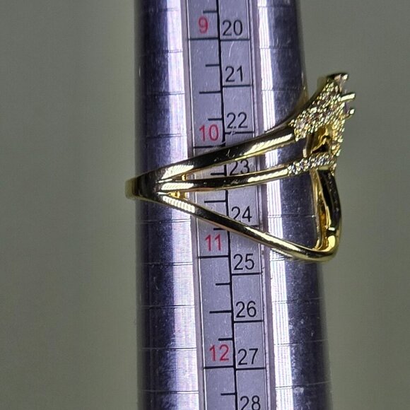 Elegant Gold-Tone Three-Band Ring With Sparkling CZ Accents Size 10.25 (NWOT) - Picture 7 of 7